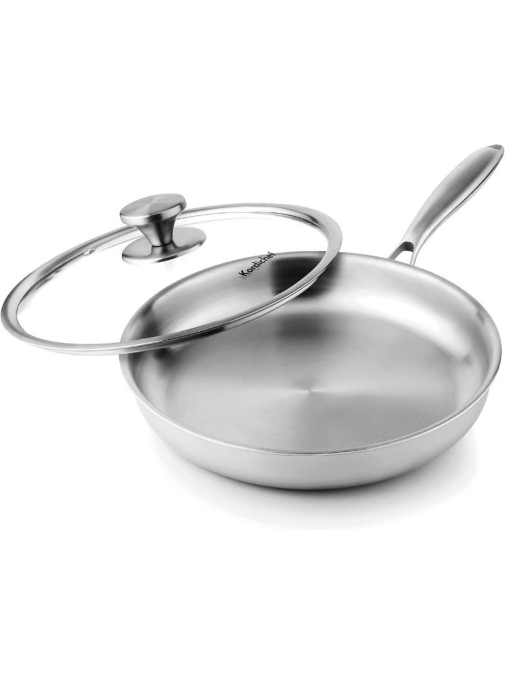 10-Inch Tri-Ply Stainless Steel Frying Pan with Lid - PFOA Free, Dishwasher Safe